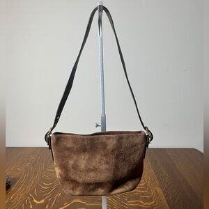 Coach Legacy Hampton Mini Brown Suede Bucket Shoulder Bag